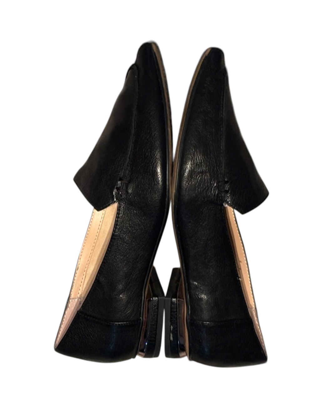 Women’s Black Leather Pointed Starland Loafers Flats Silver Accent On Heel 7.5 - Picture 4 of 7